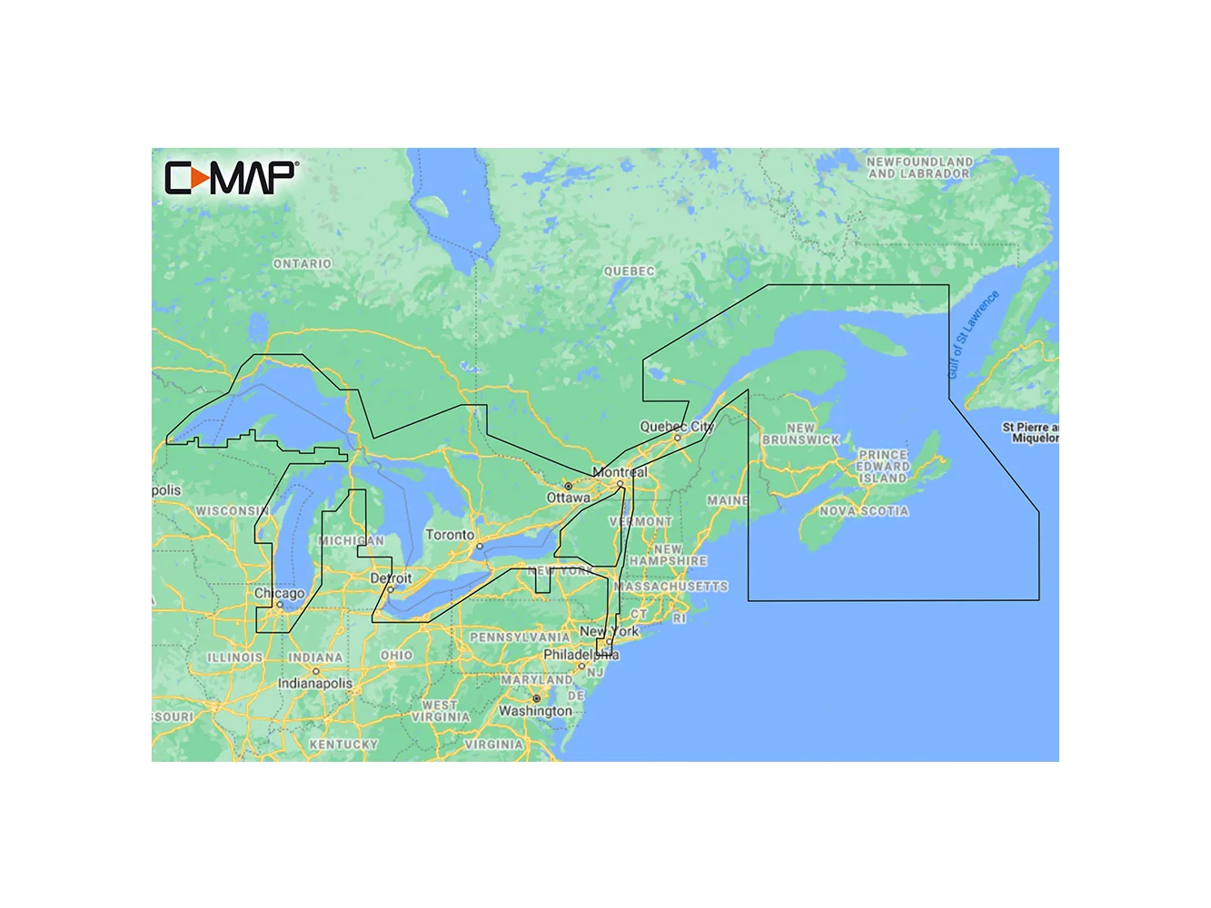 C-MAP M-NA-Y201-MS Great Lakes To Nova Scotia REVEAL™ Coastal Chart