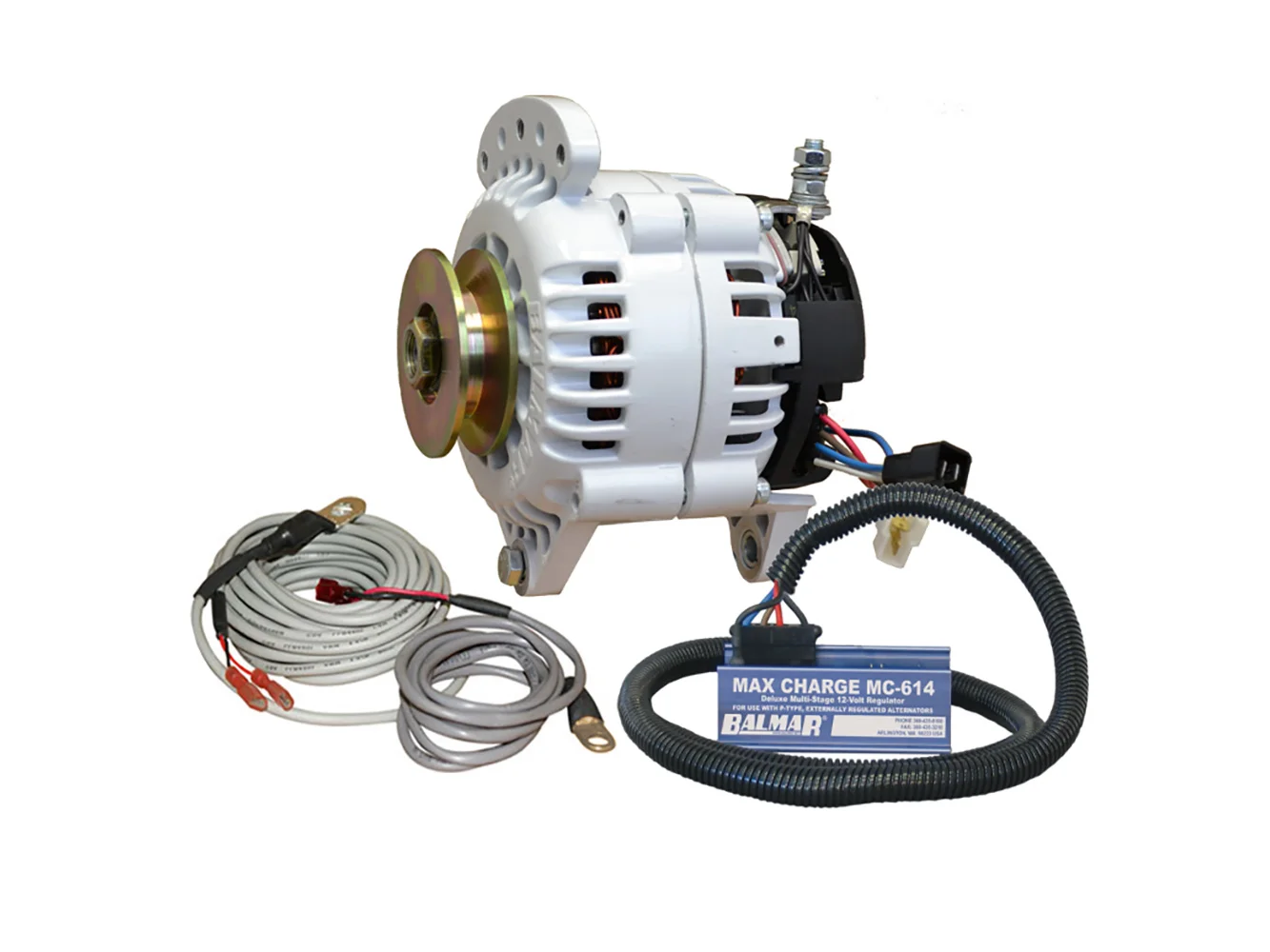 Balmar Alternator 100 AMP Kit 12V 3.15" Dual Foot Saddle Single Vee Pulley Regulator & Temp Sensor