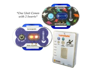 Lunasea Child/Pet Safety Water Activated Strobe Light w/RF Transmitter & Portable Audio/Visual Receiver - Blue Case