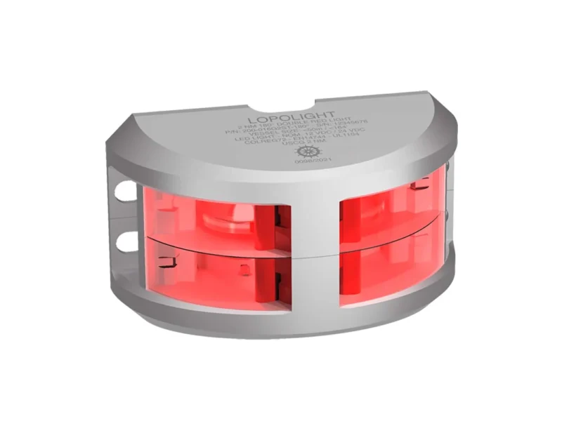 Lopolight Series 200-016 - Double Stacked Navigation Light - 2NM - Vertical Mount - Red - Silver Housing