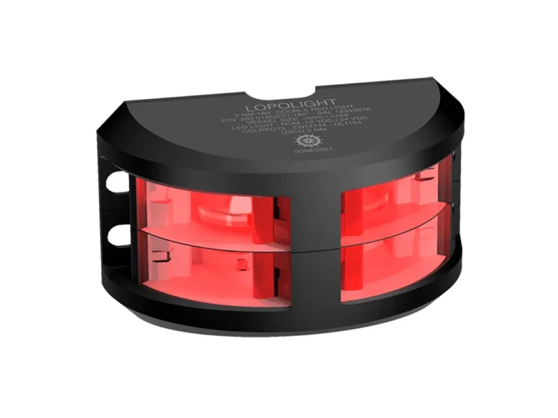 Lopolight Series 200-016 - Double Stacked Navigation Light - 2NM - Vertical Mount - Red -Black Housing