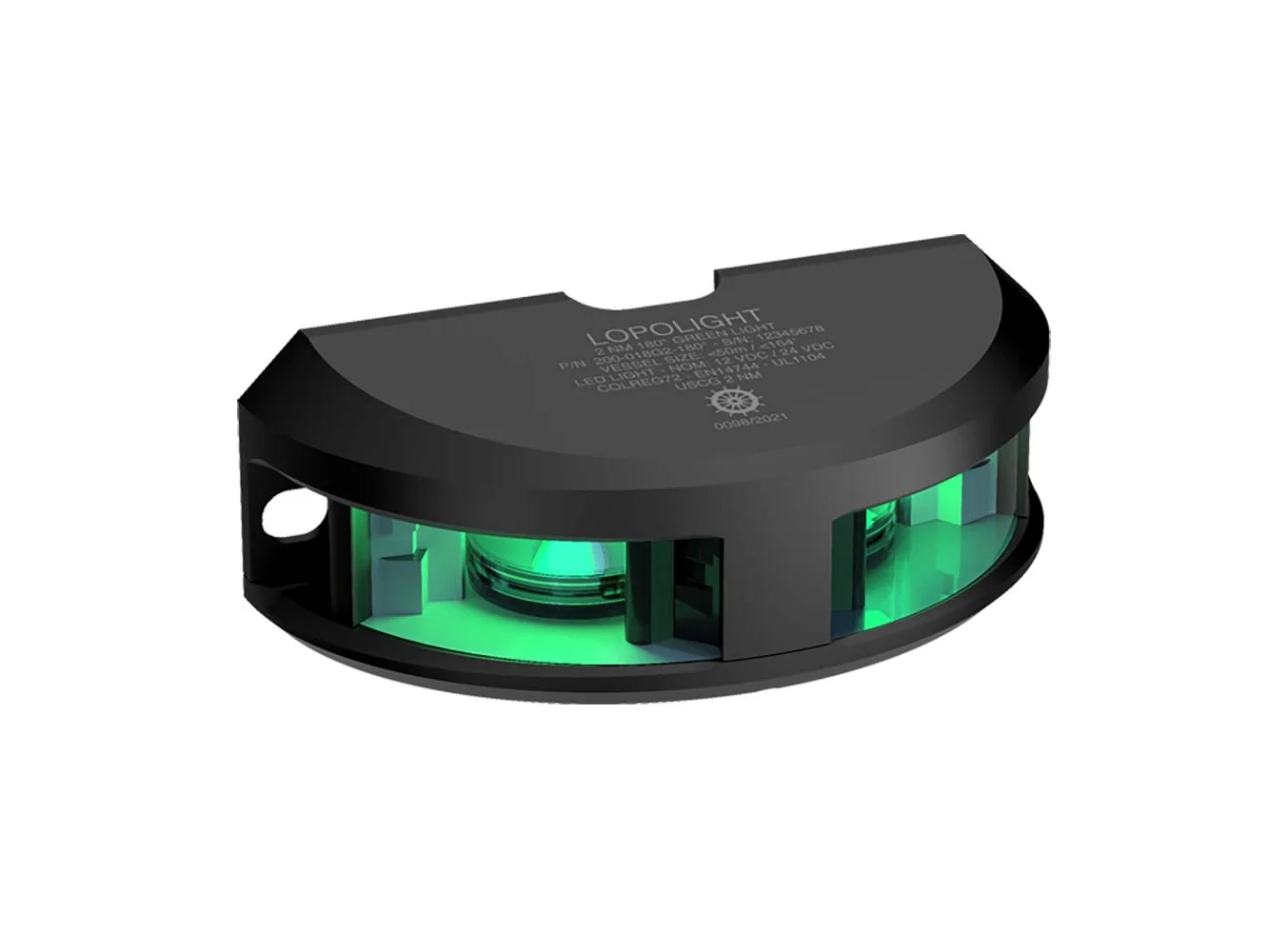 Lopolight Series 200-018 - Navigation Light - 2NM - Vertical Mount - Green - Black Housing