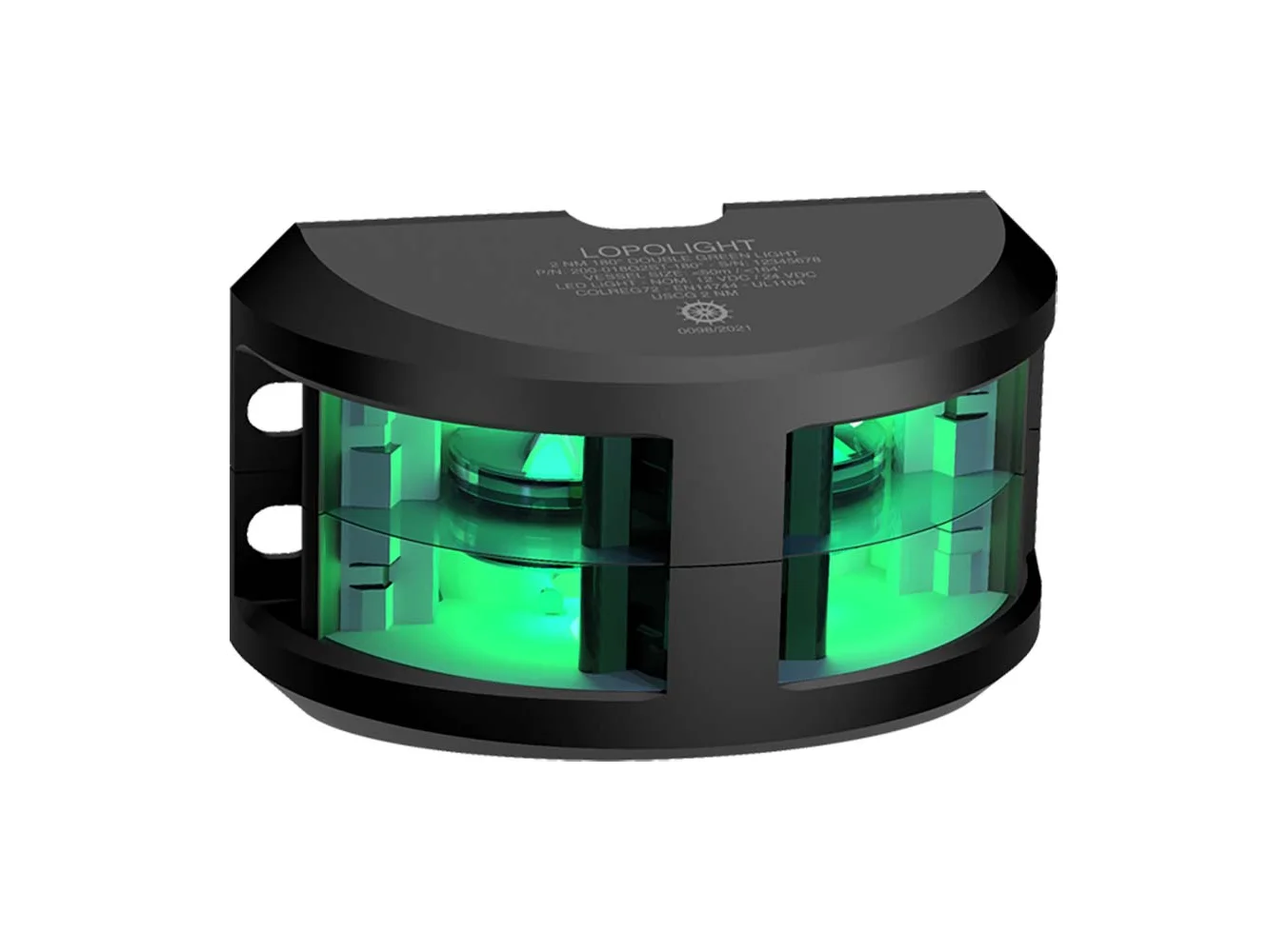 Lopolight Series 200-018 - Double Stacked Navigation Light - 2NM - Vertical Mount - Green - Black Housing