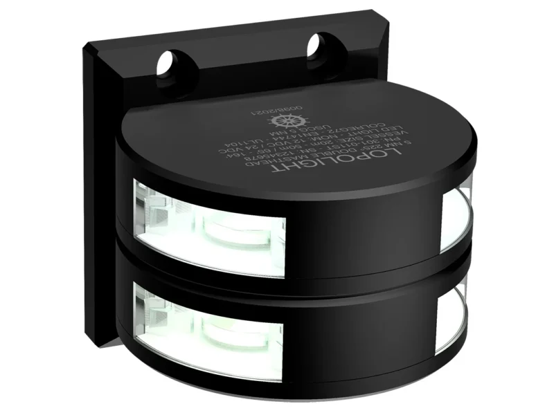 Lopolight Series 301-011 - Double Stacked Masthead Light - 5NM - Vertical Mount - White - Black Housing