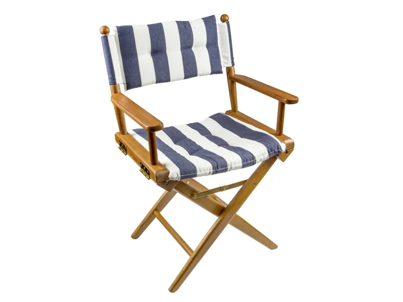 Whitecap Director's Chair w/Navy & White Cushion - Teak