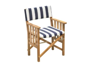 Whitecap Director's Chair II w/Navy & White Cushion - Teak