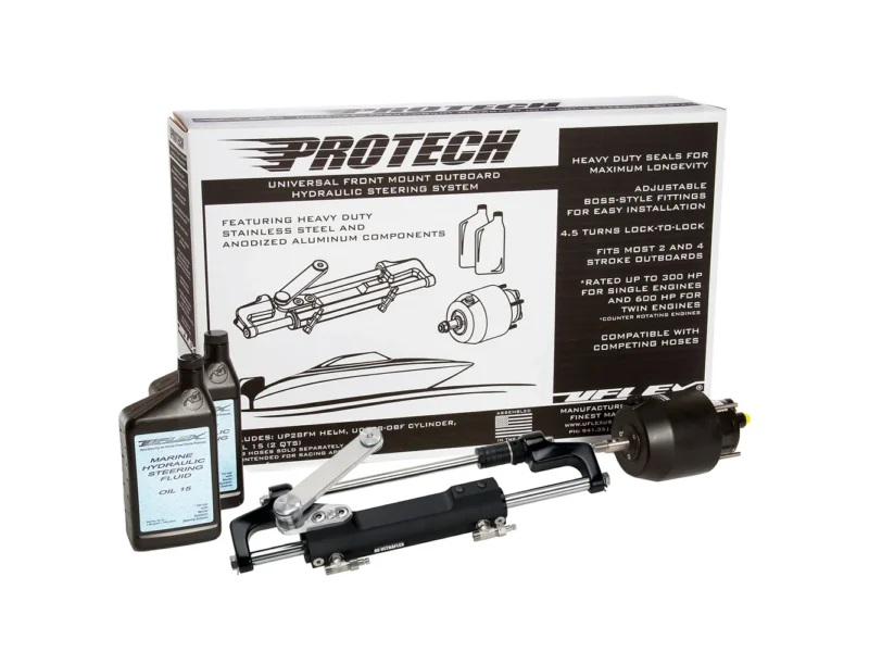 Uflex PROTECH 1.1 Front Mount OB Hydraulic System - Includes UP28 FM Helm, Oil & UC128-TS/1 Cylinder - No Hoses