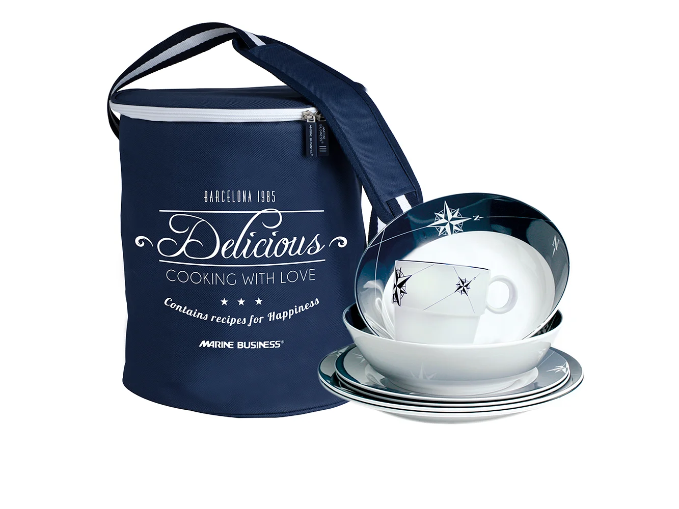 Marine Business Melamine Tableware Set & Basket - NORTHWIND - Set of 24