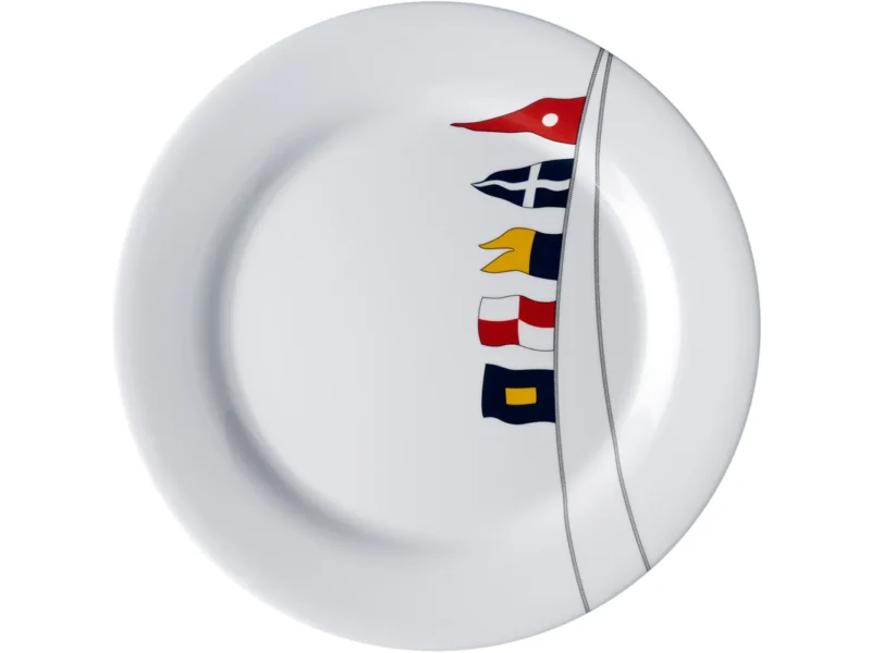 Marine Business Melamine Non-Slip, Flat, Round Dinner Plate - REGATA - 10" Set of 6