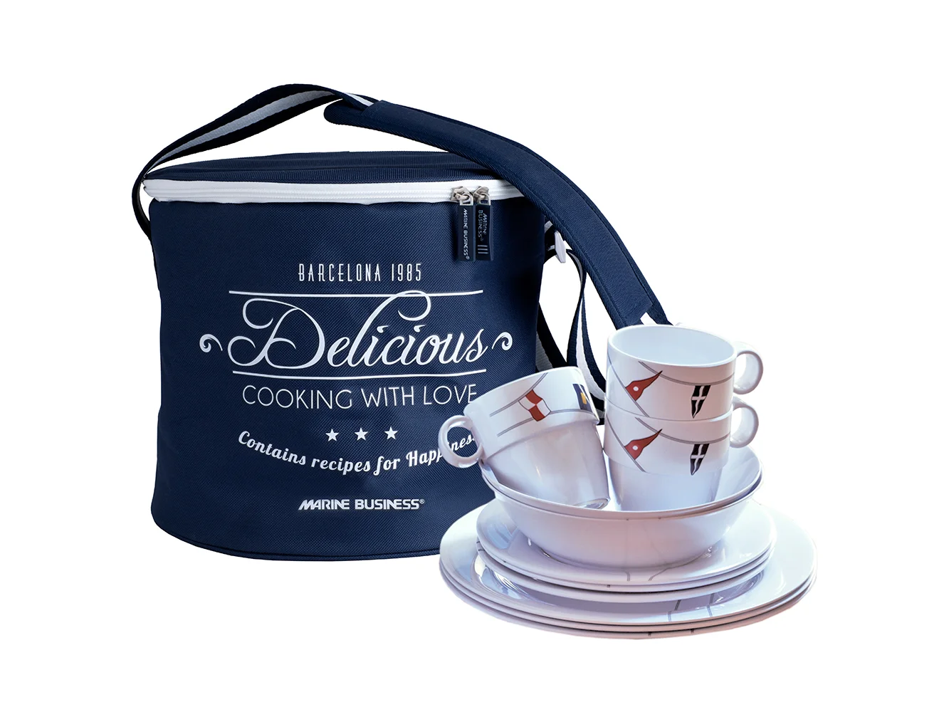 Marine Business Melamine Tableware & Basket - REGATA - Set of 16