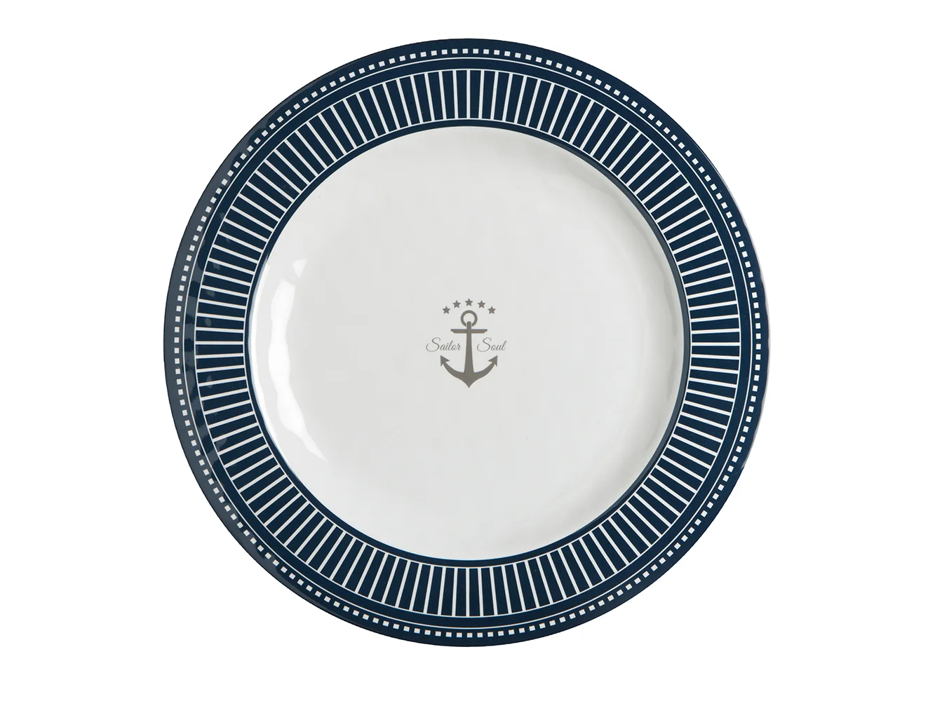 Marine Business Melamine Flat, Round Dinner Plate - SAILOR SOUL - 10" Set of 6