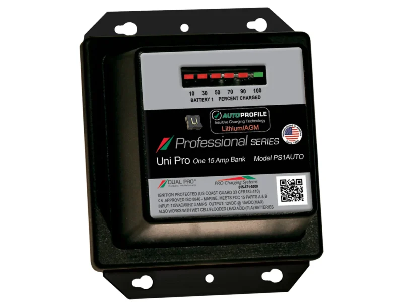 Dual Pro PS1 Auto 15A - 1-Bank Lithium/AGM Battery Charger