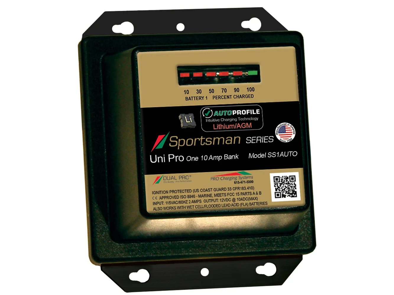 Dual Pro SS1 Auto 10A - 1-Bank Lithium/AGM Battery Charger