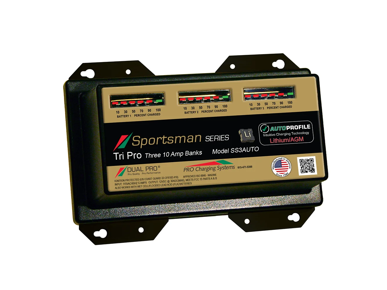 Dual Pro SS3 Auto 30A - 3-Bank Lithium/AGM Battery Charger