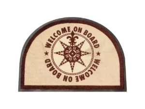 Marine Business Non-Slip WELCOME ON BOARD Half-Moon-Shaped Mat - Brown