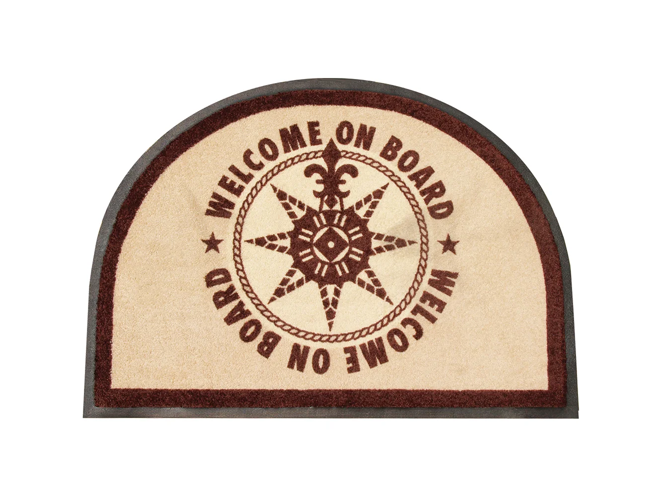 Marine Business Non-Slip WELCOME ON BOARD Half-Moon-Shaped Mat - Brown