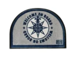 Marine Business Non-Slip WELCOME ON BOARD Half-Moon-Shaped Mat - Blue/Grey