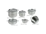 Marine Business Kitchen Cookware Pan Set Self-Containing - Stainless Steel - Set of 8