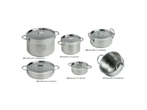 Marine Business Kitchen Cookware Pan Set Self-Containing - Stainless Steel - Set of 8