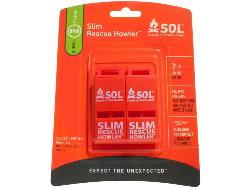 S.O.L. Survive Outdoors Longer Rescue Howler Whistle - 2 Pack