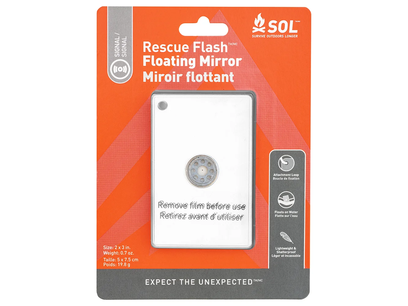 S.O.L. Survive Outdoors Longer Rescue Flash Floating Mirror