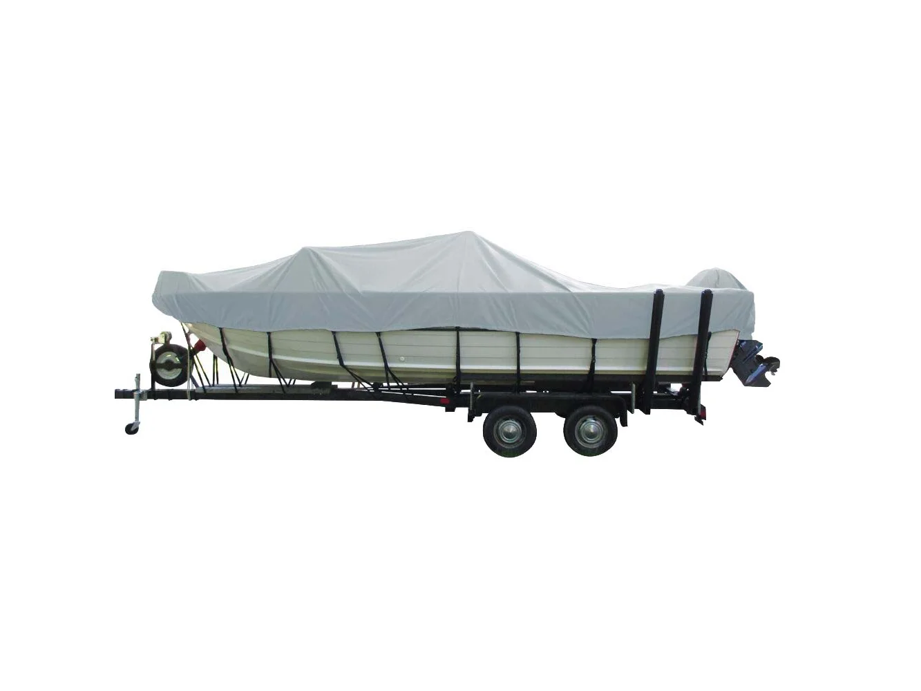 Carver Poly-Flex II Wide Series Styled-to-Fit Boat Cover f/17.5' Aluminum V-Hull Boats with Walk-Thru Windshield - Grey