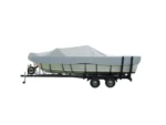 Carver Poly-Flex II Wide Series Styled-to-Fit Boat Cover f/18.5' Aluminum V-Hull Sterndrive Boats with Walk-Thru Windshield - Grey