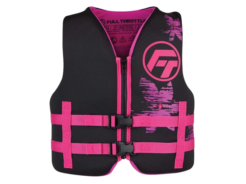 Full Throttle Youth Rapid-Dry Life Jacket - Pink/Black