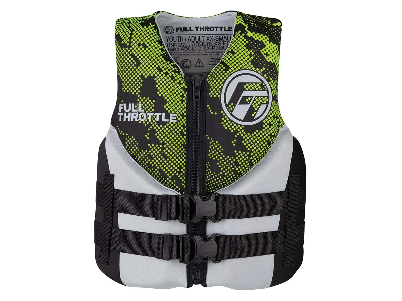 Full Throttle Junior Hinged Neoprene Life Jacket - Green