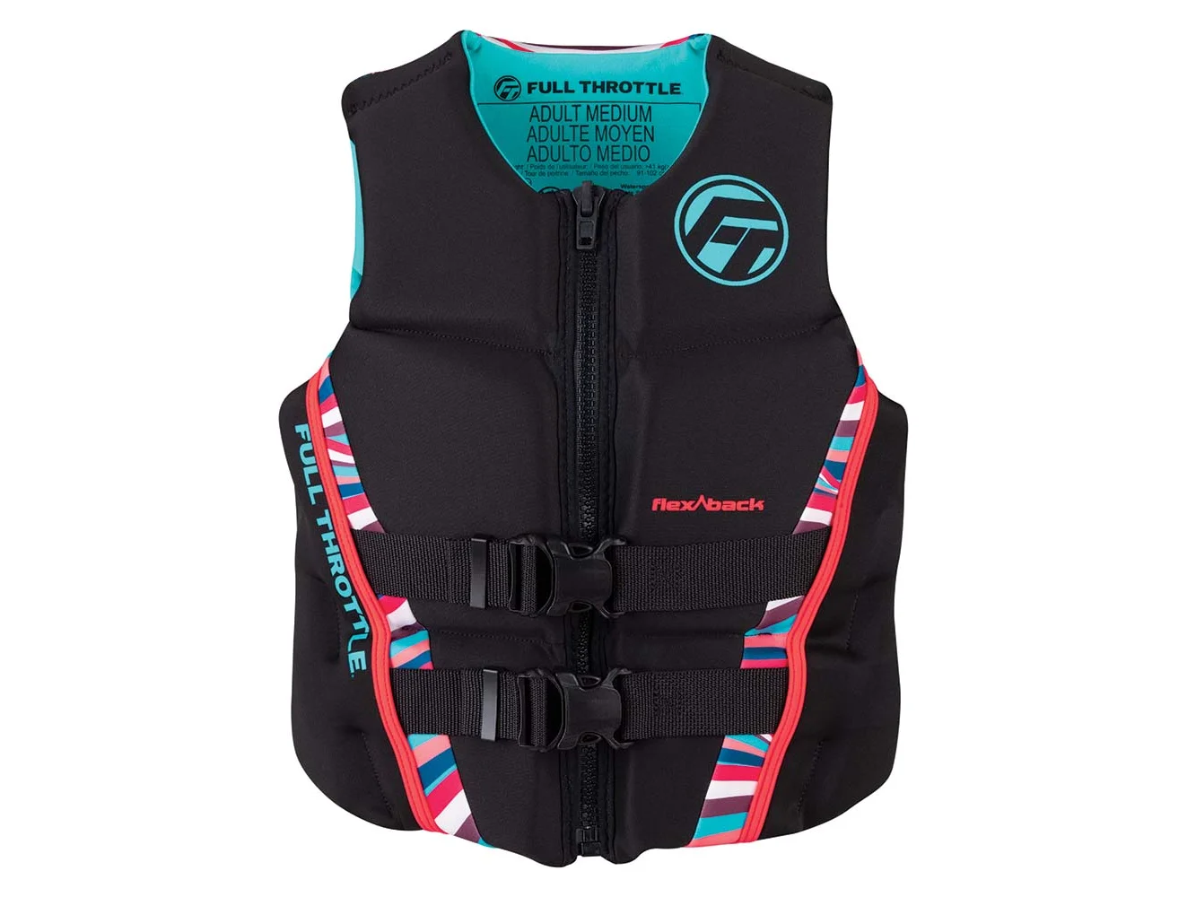 Full Throttle Women's Rapid-Dry Flex-Back Life Jacket - Women's L - Pink/Black