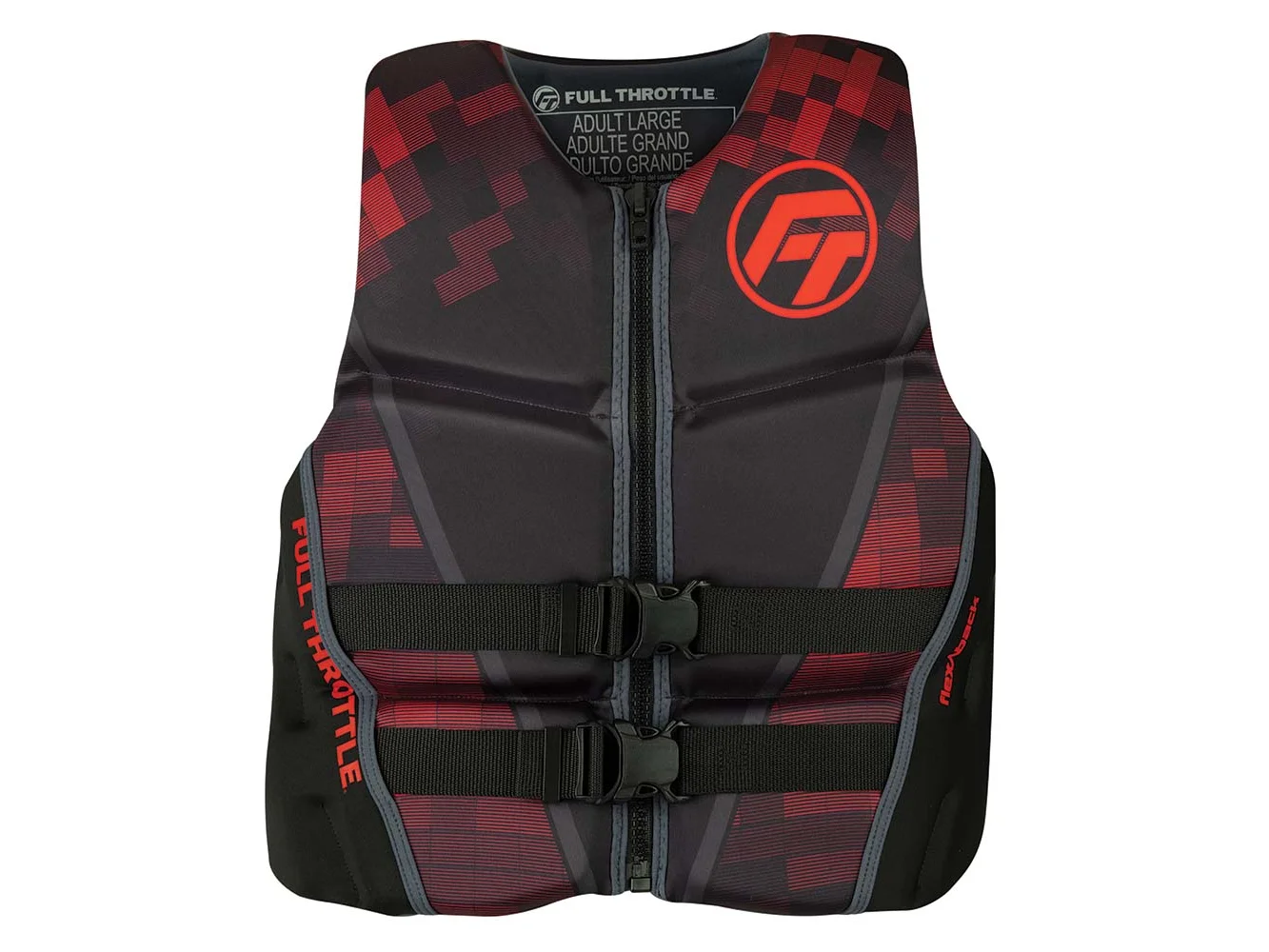 Full Throttle Men's Rapid-Dry Flex-Back Life Jacket - S - Black/Red