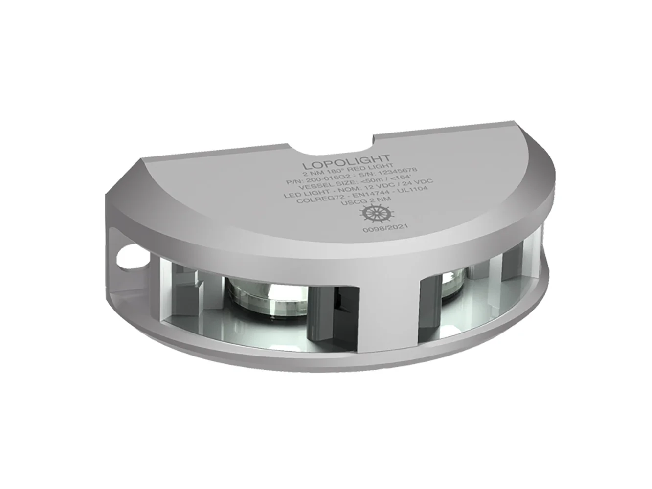 Lopolight Series 200-024 - Navigation Light - 2NM - Vertical Mount - White - Silver Housing - 6M Cable