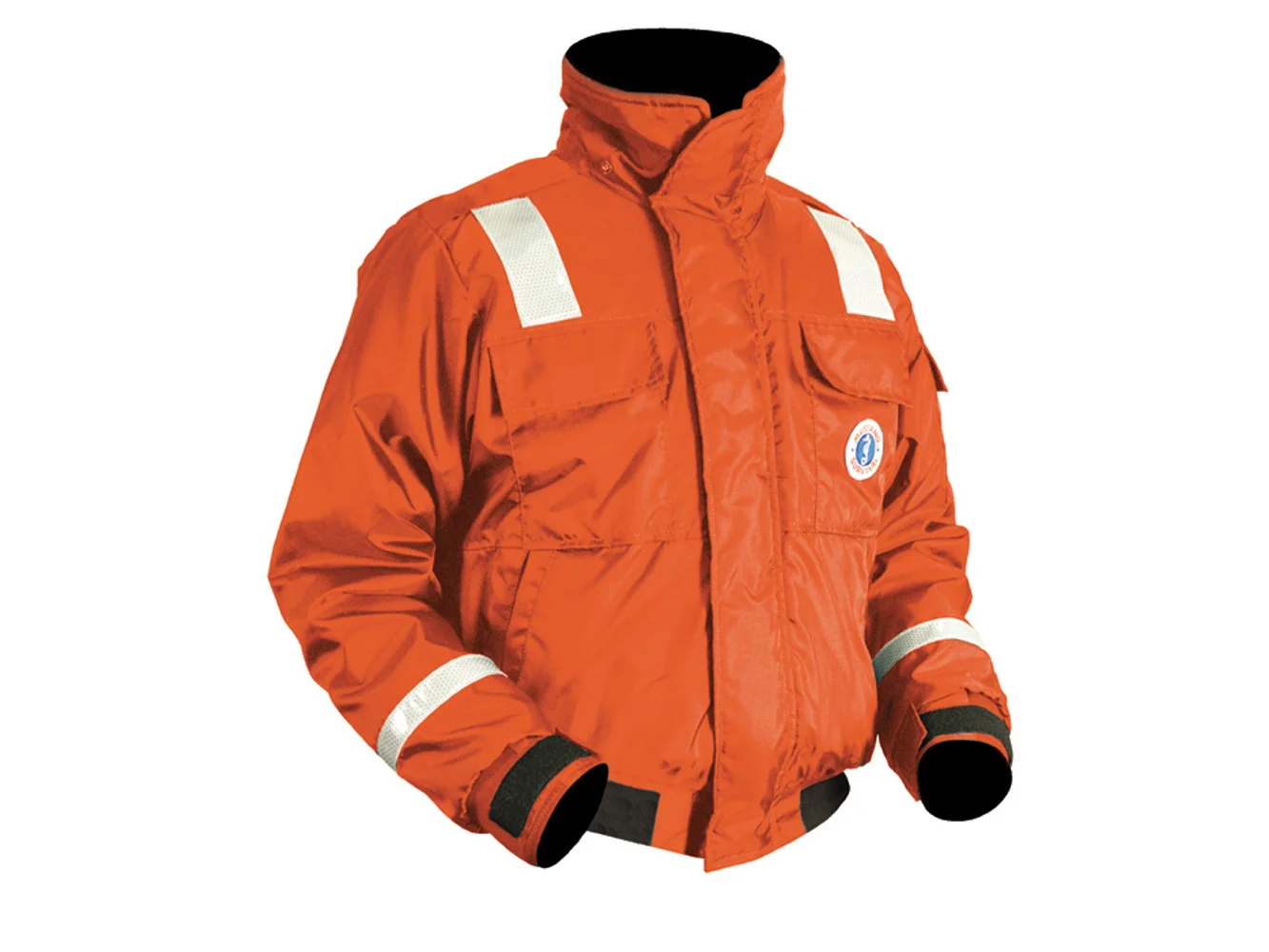 Mustang Classic Flotation Bomber Jacket w/Reflective Tape - Orange - Small