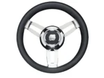 Uflex Morosini 13.8" Steering Wheel - Black Polyurethane w/Stainless Steel Spokes & Chrome Hub