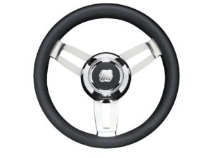 Uflex Morosini 13.8" Steering Wheel - Black Polyurethane w/Stainless Steel Spokes & Chrome Hub