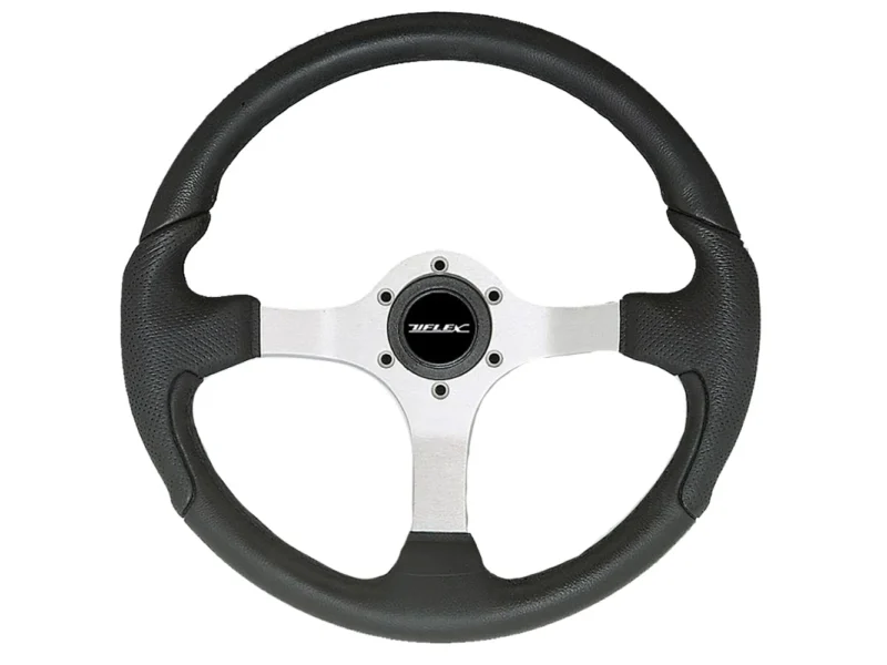 Uflex Nisida Steering Wheel 13.8" - Black Polyurethane Grip w/Black Aluminum Spokes