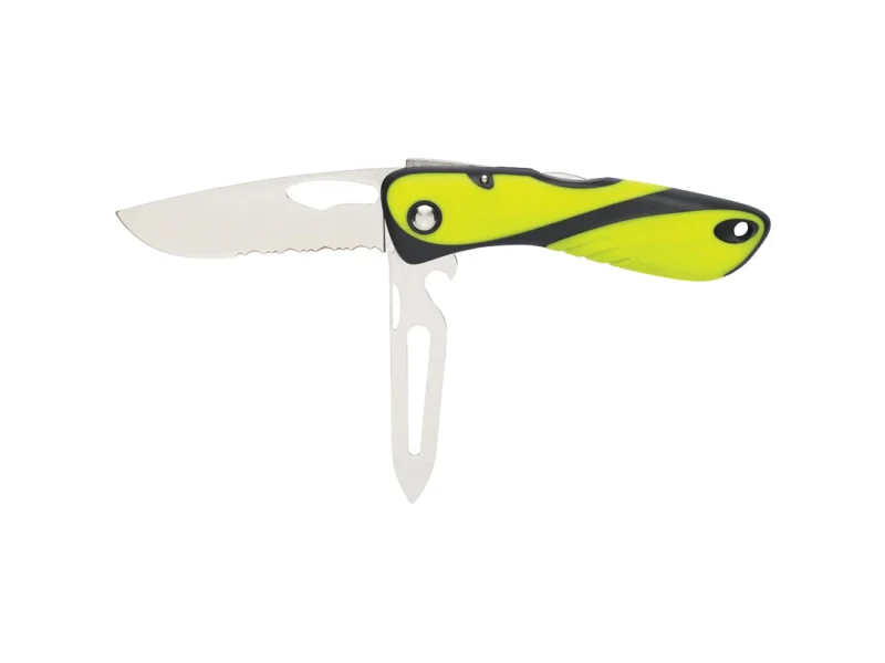 Wichard Offshore Knife - Serrated Blade - Shackler/Spike - Fluorescent