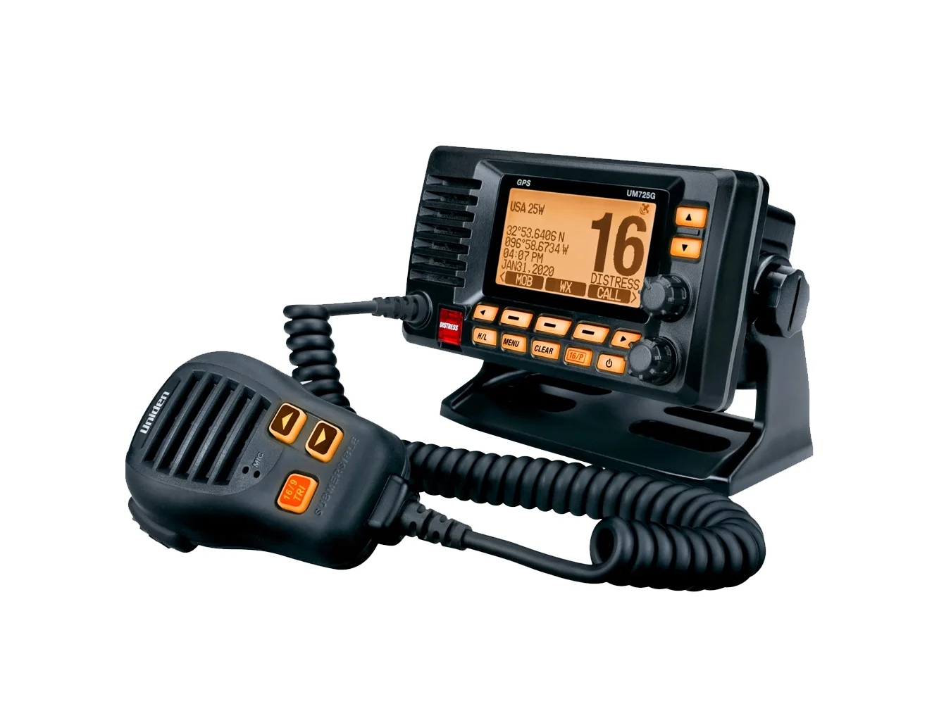 Uniden UM725 Fixed Mount Marine VHF Radio w/GPS - Black