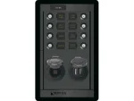 Blue Sea 1498 - 360 Panel - 8 Position 12V Panel w/Dual USB & 12V Socket