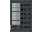 Blue Sea 8121 - 5 Position Contura Switch Panel w/Dual USB Chargers - 12/24V DC - Black