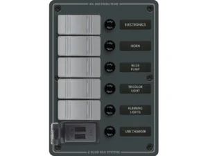 Blue Sea 8121 - 5 Position Contura Switch Panel w/Dual USB Chargers - 12/24V DC - Black