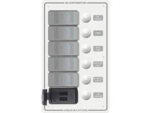 Blue Sea 8421 - 5 Position Contura Switch Panel w/Dual USB Chargers - 12/24V DC - White