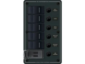 Blue Sea 8521 - 5 Position Contura Switch Panel w/Dual USB Chargers - 12/24V DC - Black