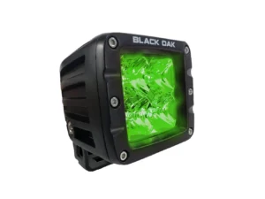 Black Oak 2" Green LED Hog Hunting Pod Light - Flood Optics - Black Housing - Pro Series 3.0