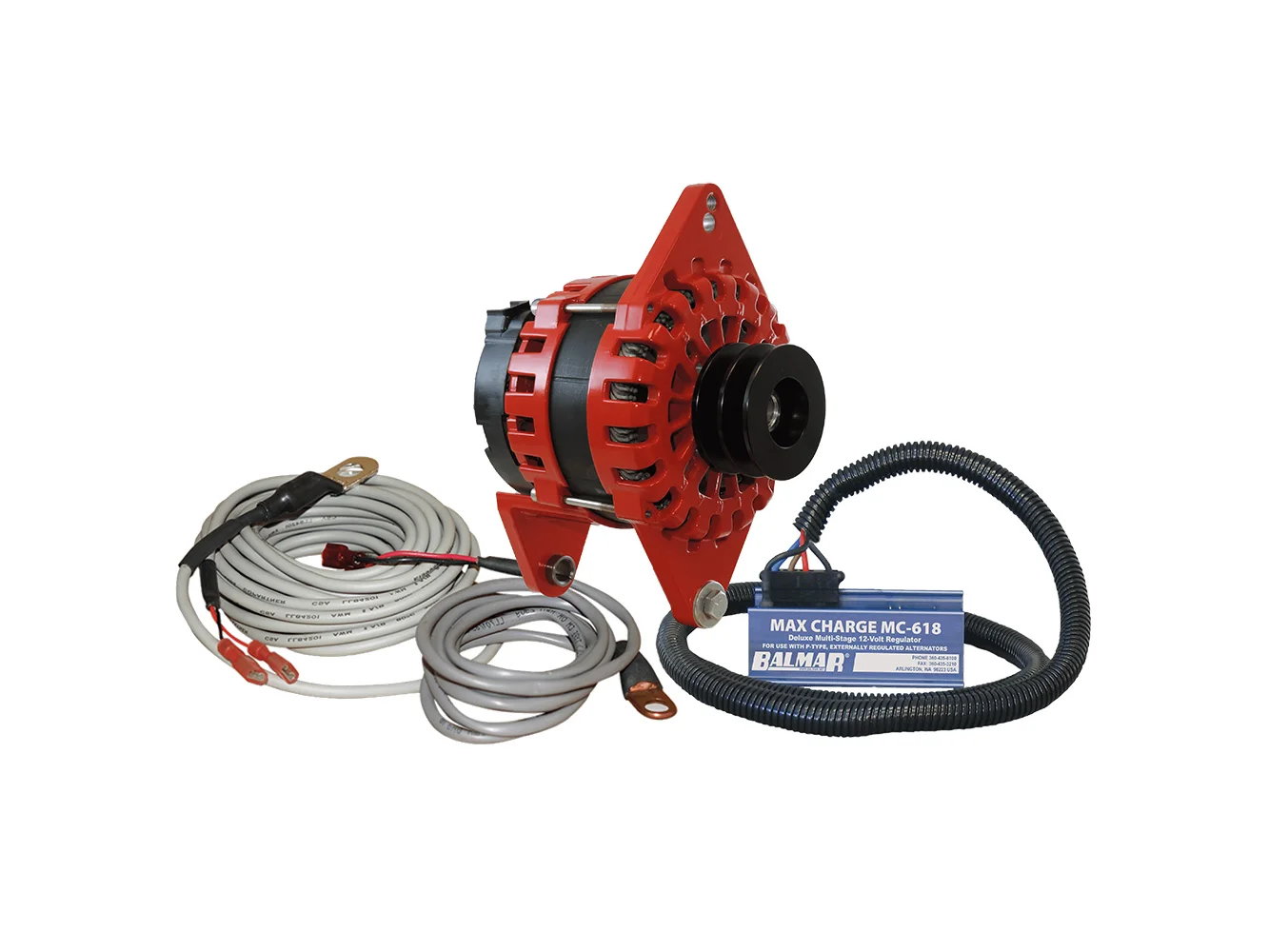 Balmar Alternator 250 AMP Kit 12V 4" Dual Foot Saddle Dual Vee Pulley Regulator & Temp Sensor