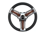 Schmitt Marine Burano Wheel 14" 3/4" Tapered Shaft Burl Polyurethane w/Stainless Spoke Includes Center Cap/Nut