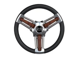Schmitt Marine Burano Wheel 14" 3/4" Tapered Shaft Burl Polyurethane w/Stainless Spoke Includes Center Cap/Nut