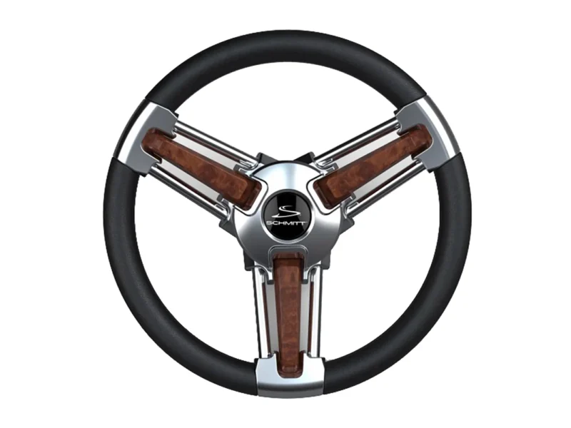 Schmitt Marine Burano Wheel 14" 3/4" Tapered Shaft Burl Polyurethane w/Stainless Spoke Includes Center Cap/Nut