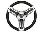 Schmitt Marine Burano Wheel 14" 3/4" Tapered Shaft Black Polyurethane w/Stainless Spoke Includes Center Cap/Nut