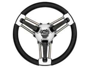 Schmitt Marine Burano Wheel 14" 3/4" Tapered Shaft Black Polyurethane w/Stainless Spoke Includes Center Cap/Nut